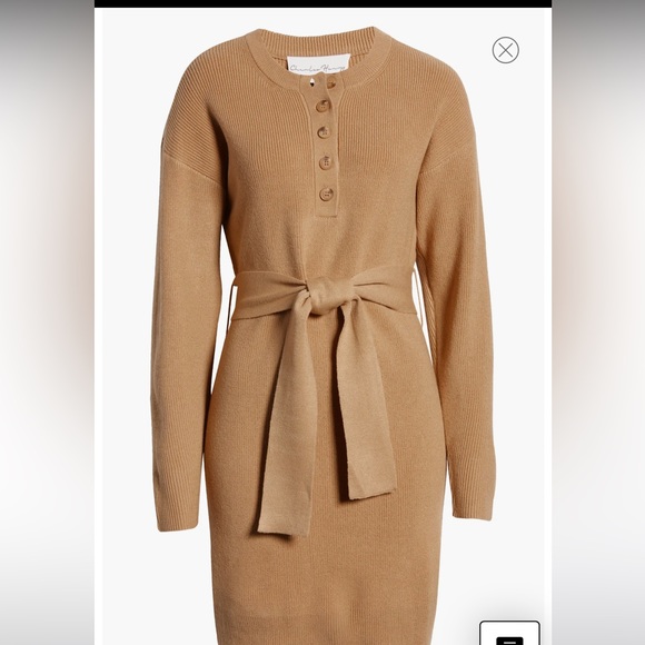 Belted Henley Long Sleeve Sweater Dress XL - Picture 3 of 8